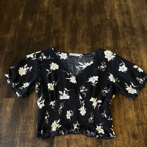 Paper Crane Black Floral Blouse